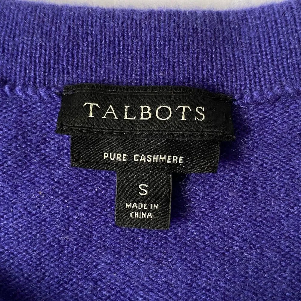 Talbots Pure Cashmere Sweater Womens Size Small Dark Periwinkle 3/4 Sleeves - Picture 6 of 10